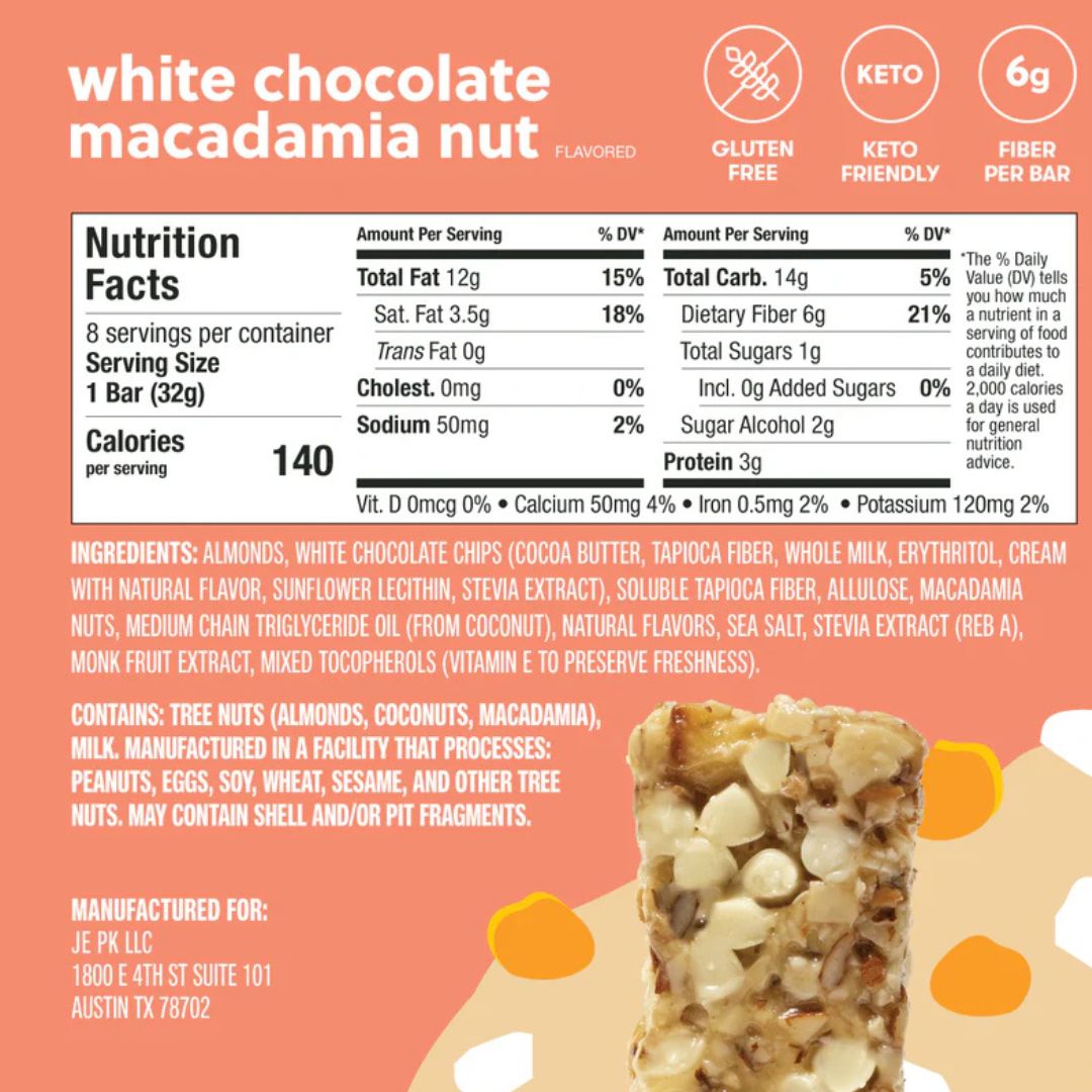 Nola Bars White Chocolate – Keto snackbar (8 stk)
