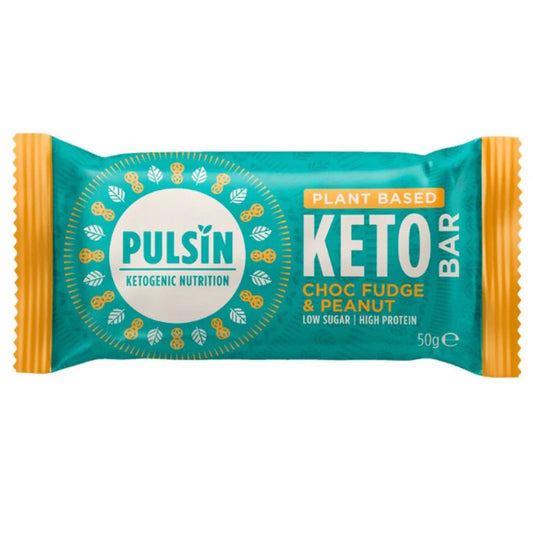 Pulsin Choc Fudge & Peanut Bar – proteinbar med sjokolade og peanøtter, 50 g